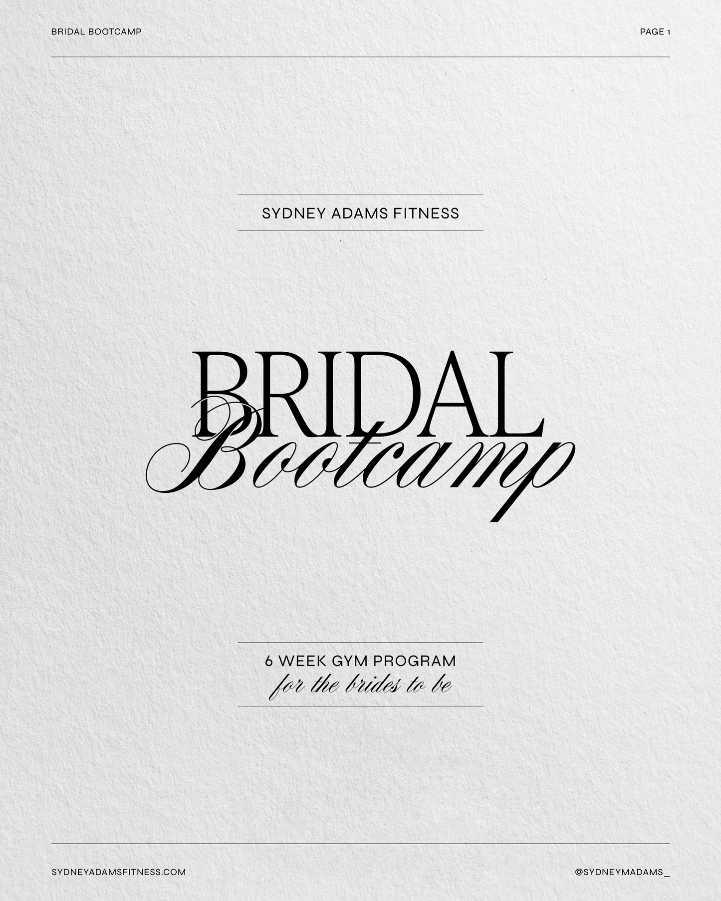 PHASE 2 | 6 Week Bridal Bootcamp | GYM