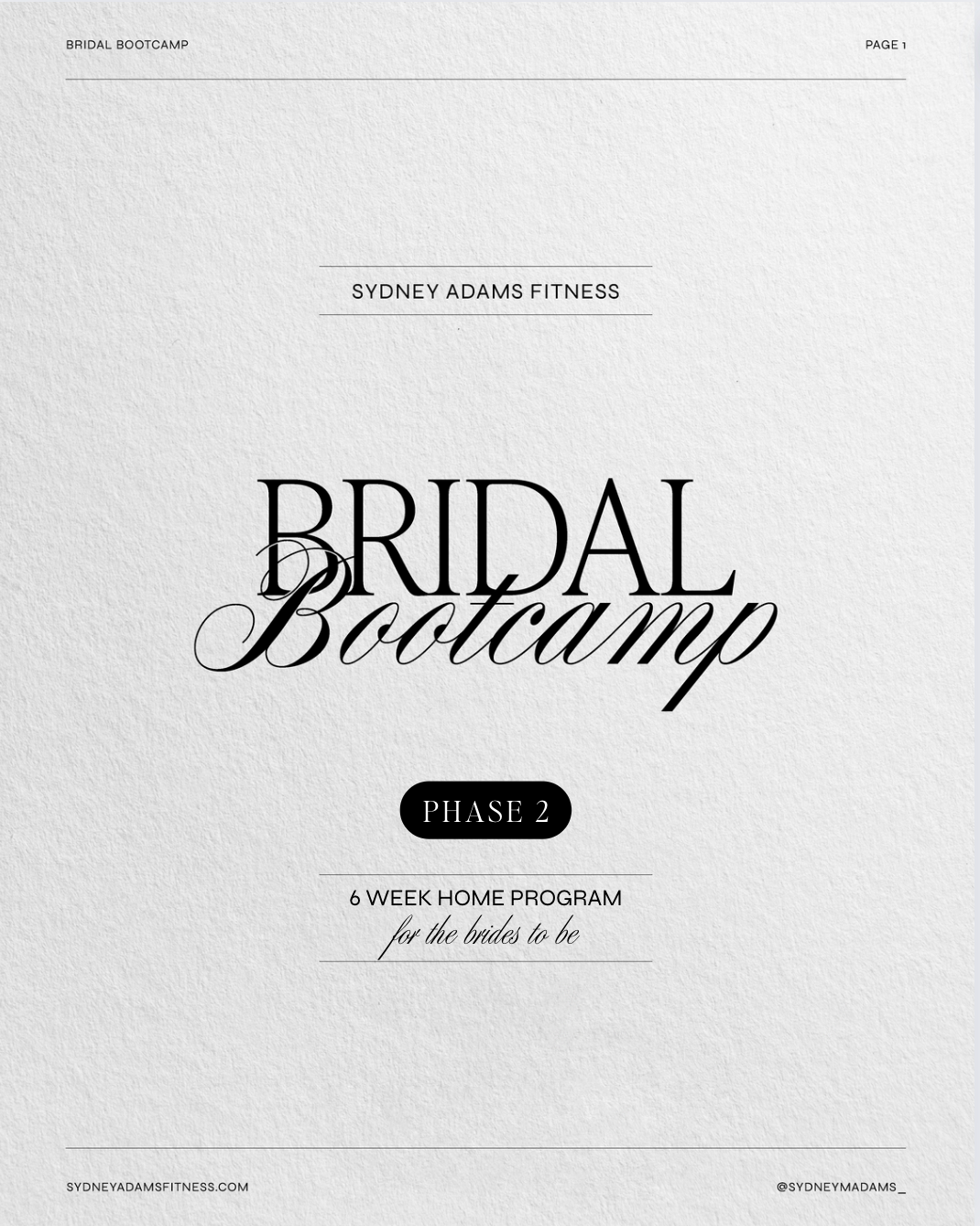 PHASE 2 | 6 Week Bridal Bootcamp | HOME
